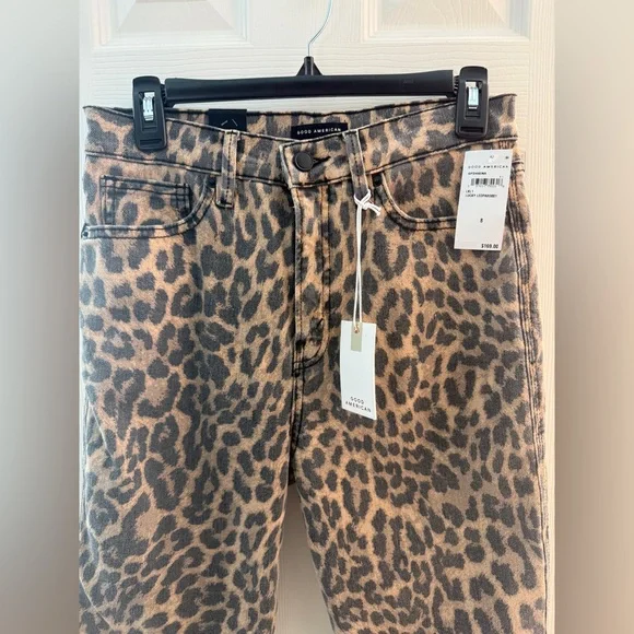 Good American Kick Flare Leopard Jeans-Size 8-NWT - Picture 5 of 13